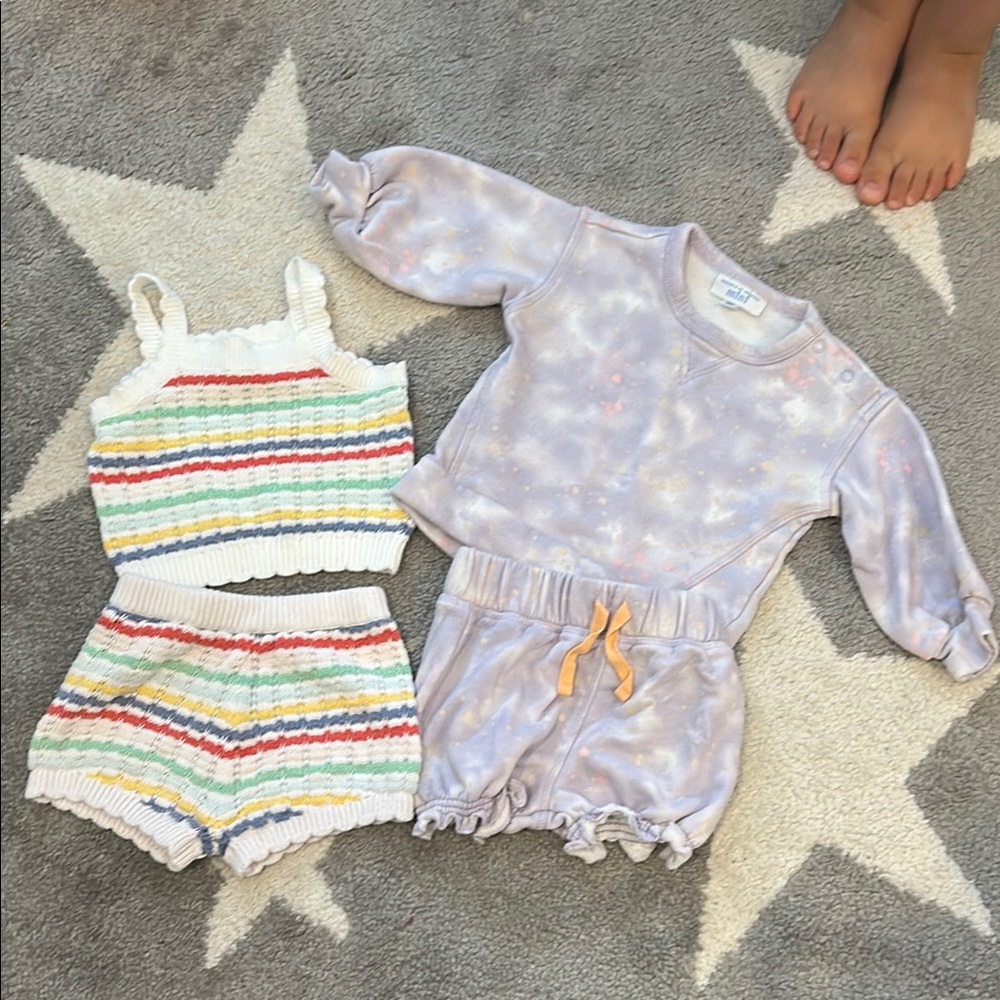 Colorful Knit Set and Tie-Dye Romper